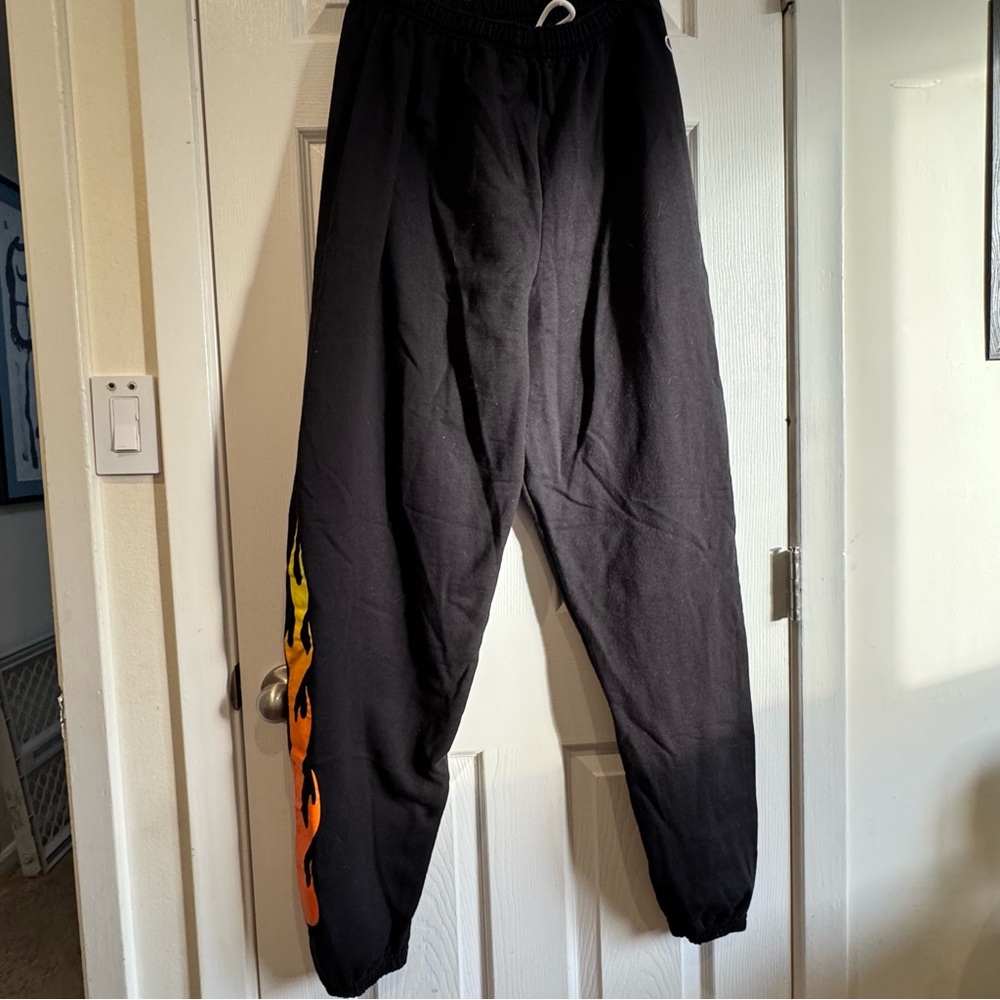 Kylie Jenner Black Flame Graphic  sweatpants size XL